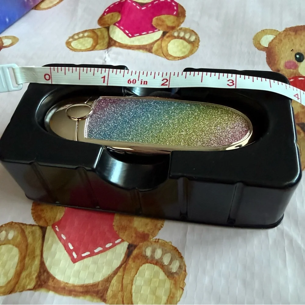 Glittery Brick Red Lipstick in Rainbow Glitter Packaging w Attached Mirror